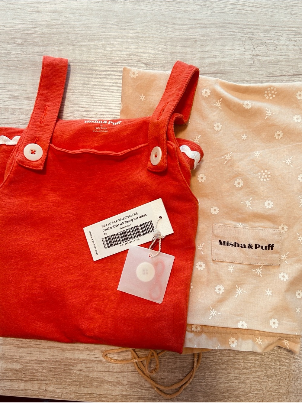 Misha and Puff Jumbo Rickrack Swing Set Dress Persimmon 6Y with Brand Dust Bag